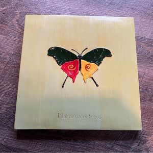 Daggerwing Butterfly insect colorful ceramic wall hanging picture plaque 10x10